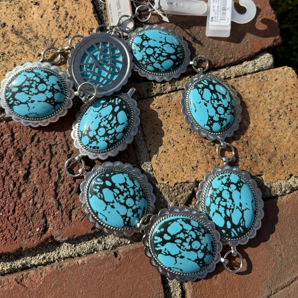 Windsor Turquoise Concho Statement Belt – Western Boho Silver